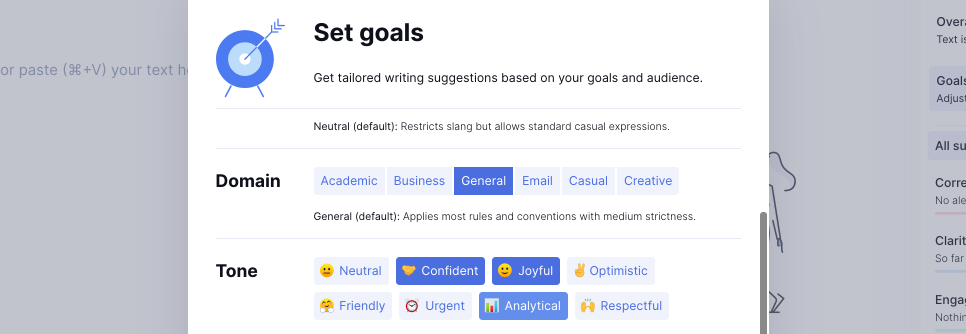 upgrade your content with Grammarly goals